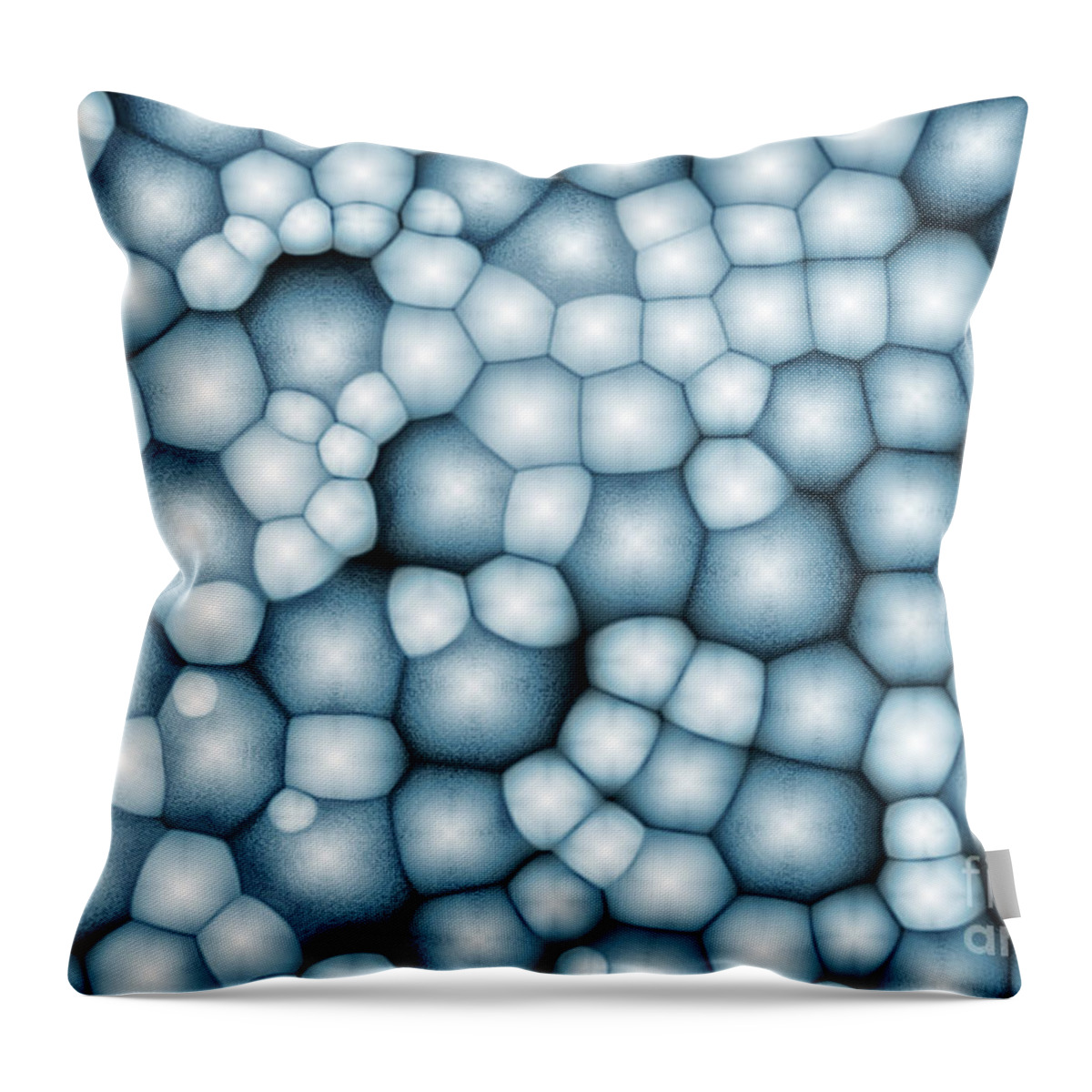 Blue Throw Pillow featuring the digital art Abstract Blue Bubbles by Phil Perkins