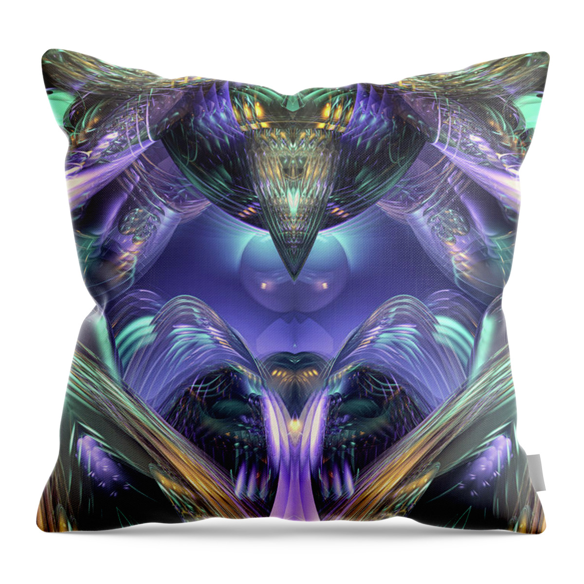 Glass Throw Pillow featuring the digital art Abstract Crystal Structure by Phil Perkins