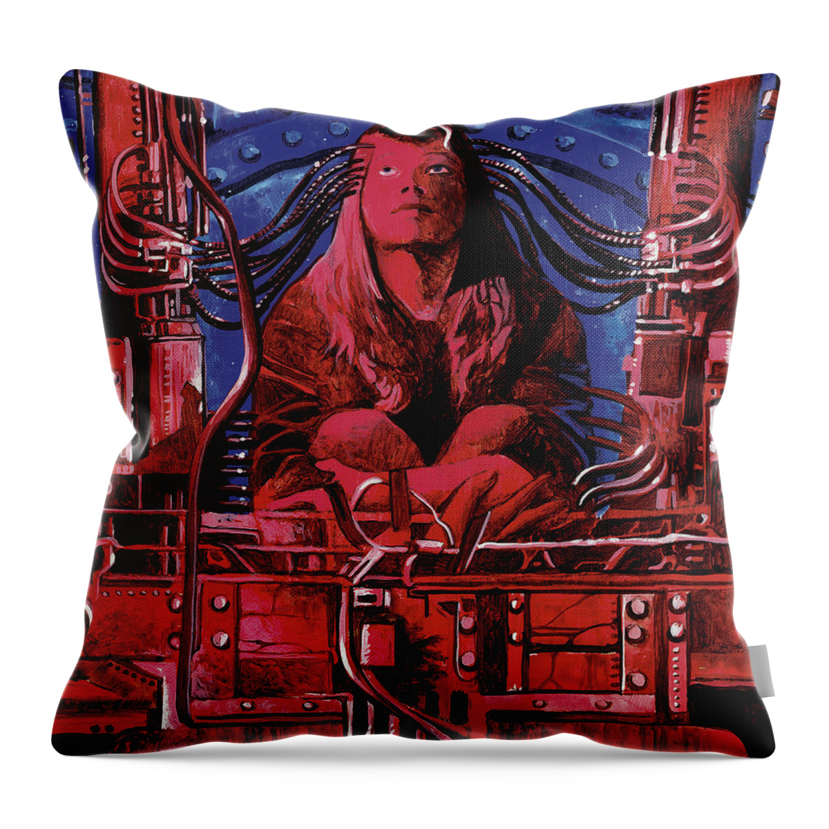 Heavy Metal Throw Pillow featuring the painting Abstract Evolution by Sv Bell