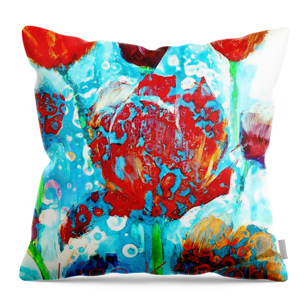 Abstract Throw Pillow featuring the digital art Abstract Floral Flavors by Lisa Kaiser