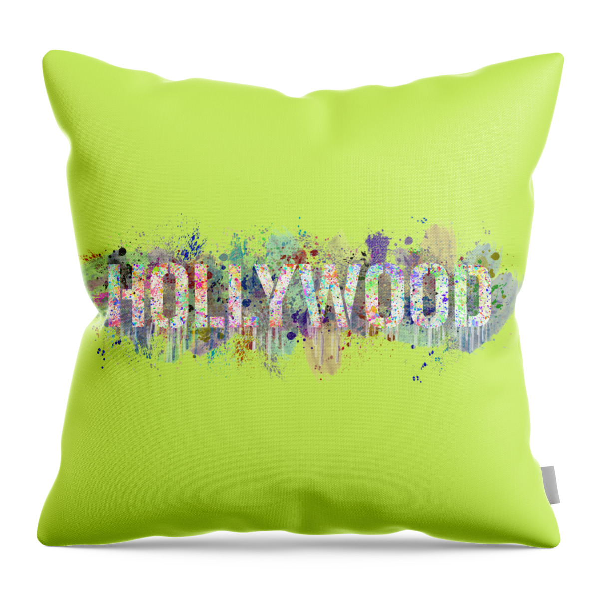 Hollywood Throw Pillow featuring the digital art Abstract Colorful Wallart of Hollywood - California USA by Stefano Senise