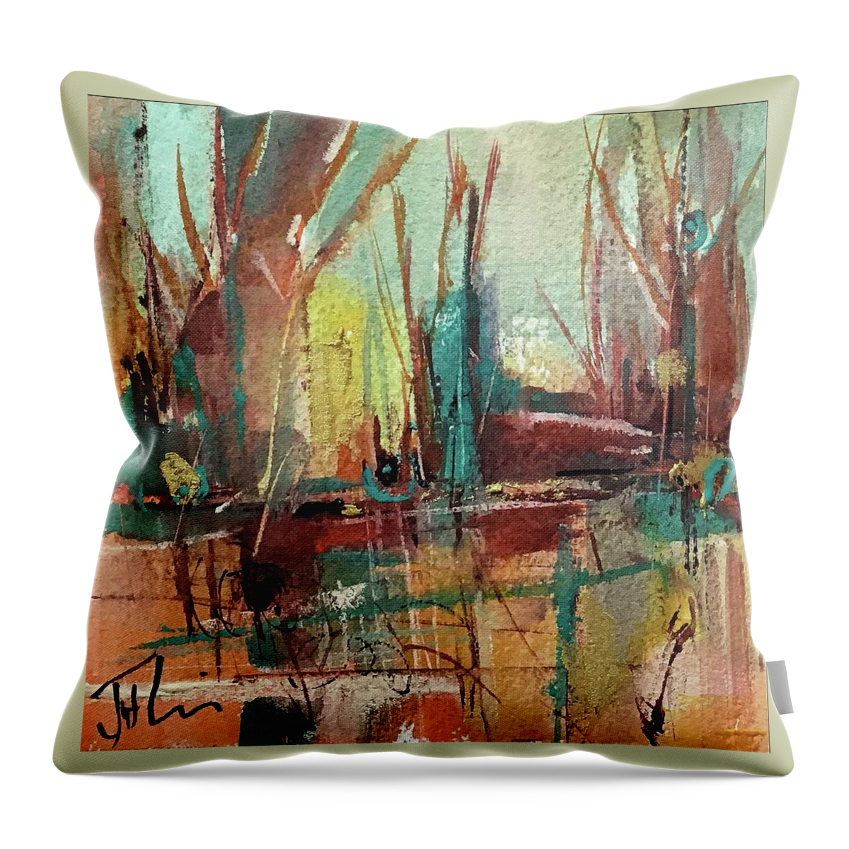 Abstract Throw Pillow featuring the painting Abstract II by Judith Levins