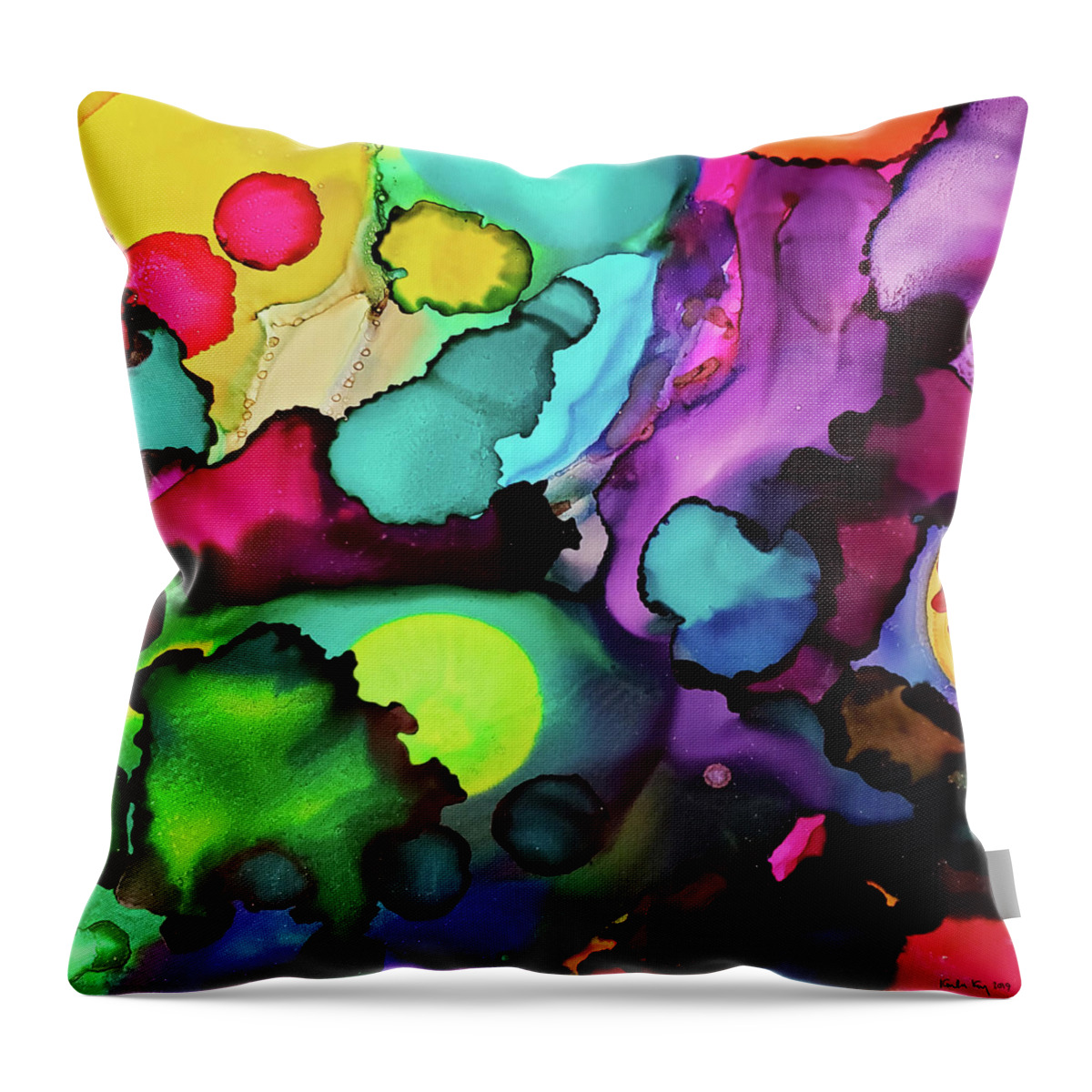 Abstract Throw Pillow featuring the tapestry - textile Abstract ink by Karla Kay Benjamin
