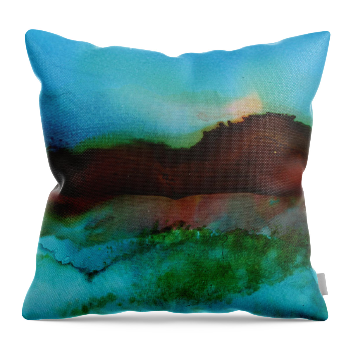 Abstract Landscape Throw Pillow featuring the painting Abstract Landscape by Sandra Fox