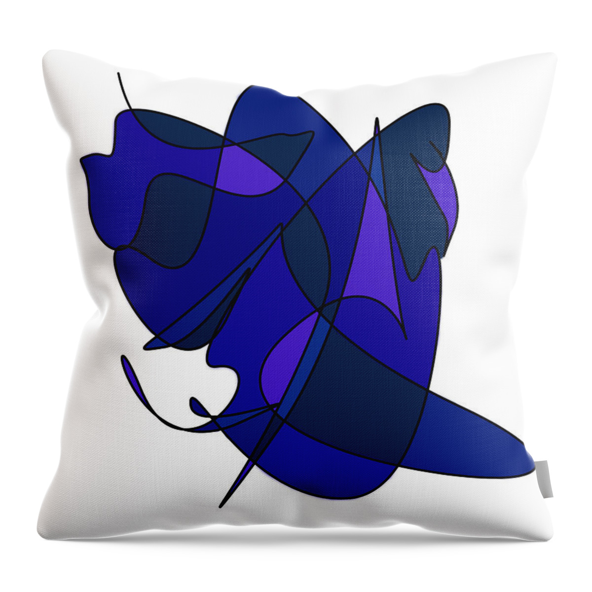 Abstract Throw Pillow featuring the digital art Abstract Lines And Curves In Blue by Kirt Tisdale