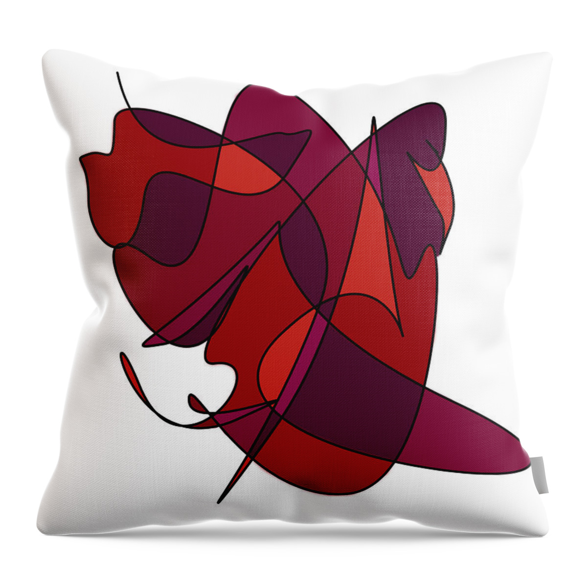 Abstract Throw Pillow featuring the digital art Abstract Lines And Curves In Red by Kirt Tisdale