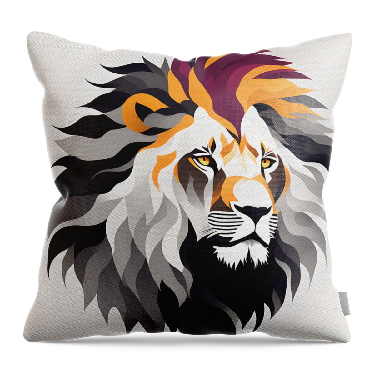 Animals Throw Pillow featuring the digital art Abstract Lion Portrait - 1SD by Philip Preston
