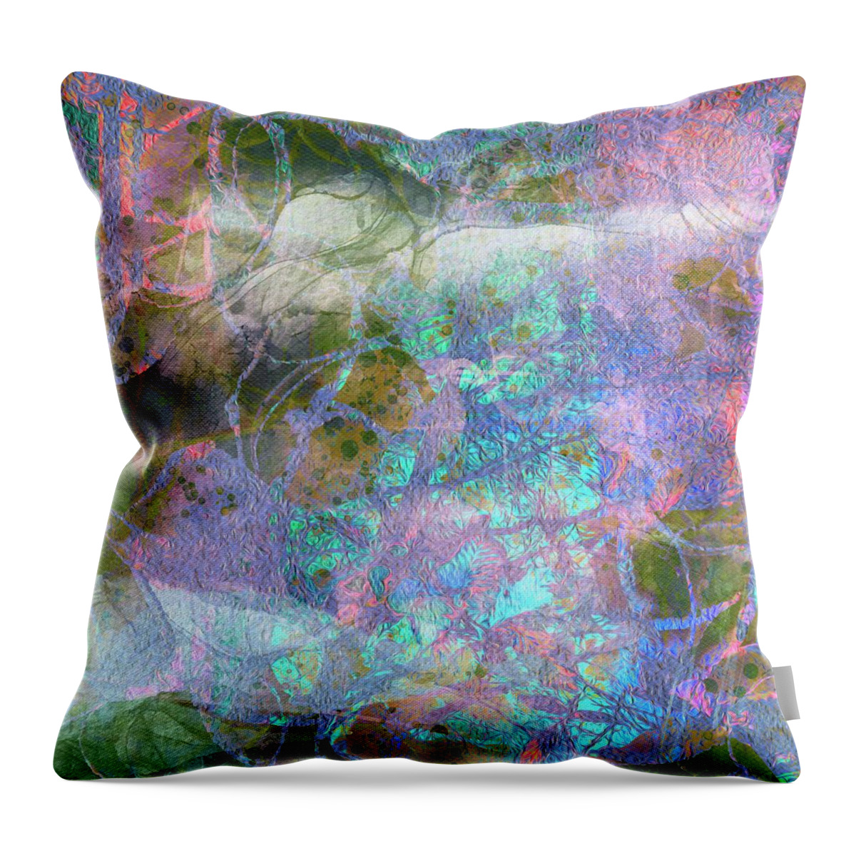 Abstract Throw Pillow featuring the mixed media Abstract Magical Trees under the sea by Itsonlythemoon