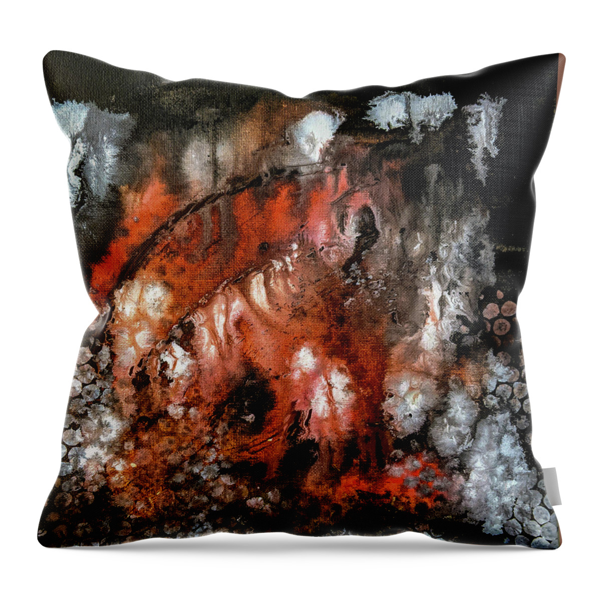 Kiss Throw Pillow featuring the painting Abstract Memories of a KISS Concert by Lee Beuther