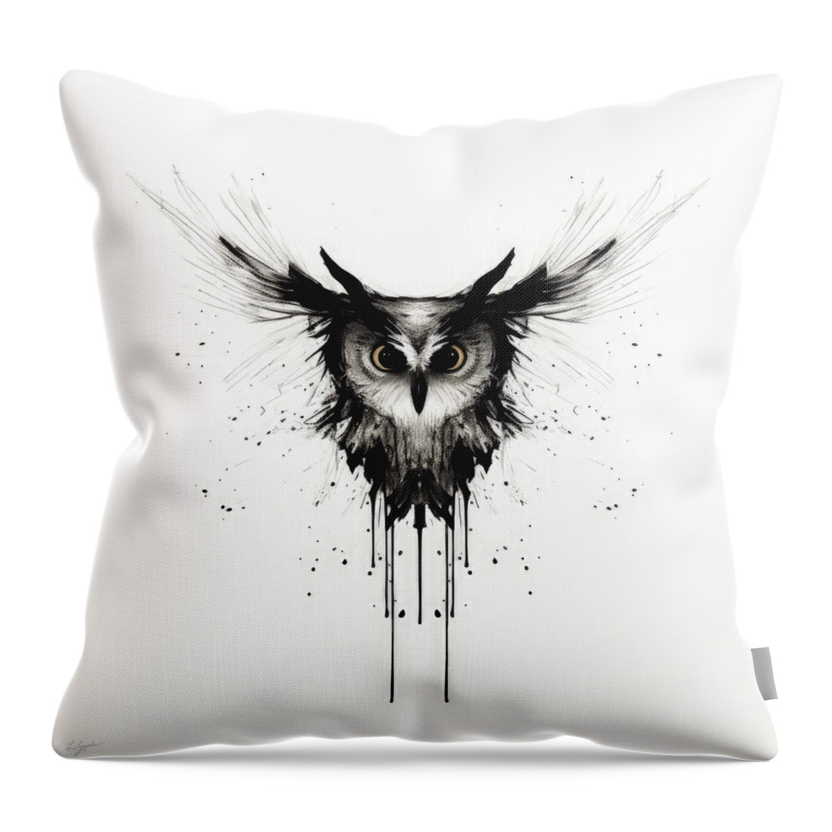 Owl Modern Art Throw Pillow featuring the painting Abstract Owl Art by Lourry Legarde