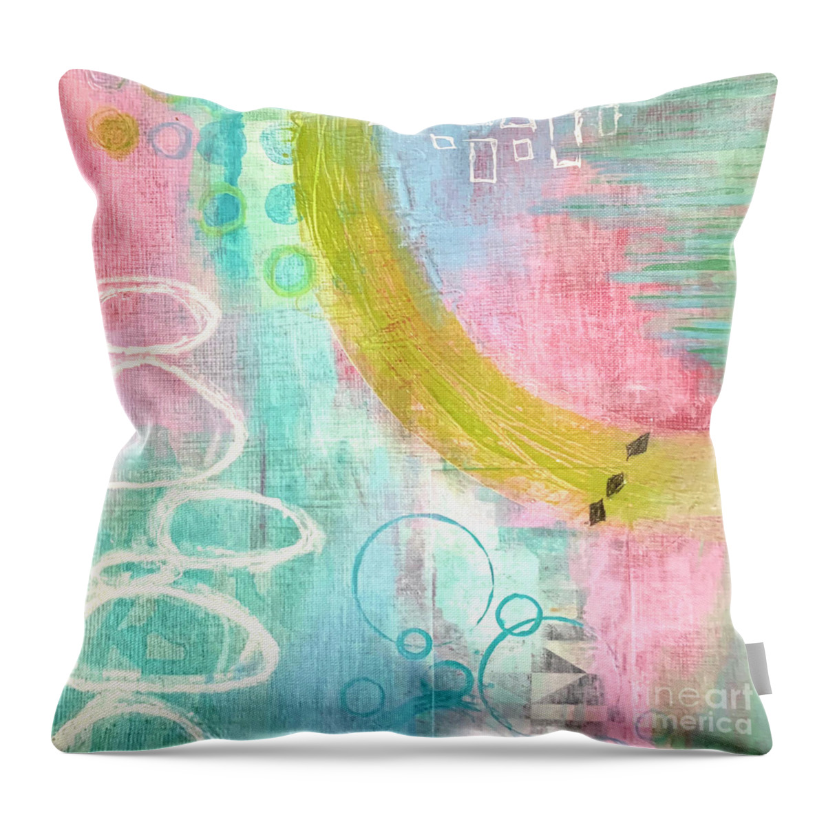 Abstract Throw Pillow featuring the painting Abstract Pastel 1 by Cheryl Rhodes