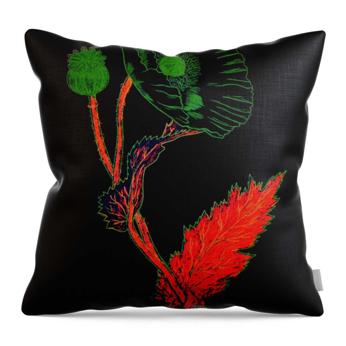 American Legion Throw Pillow featuring the drawing Abstract poppy by Mark J Dunn