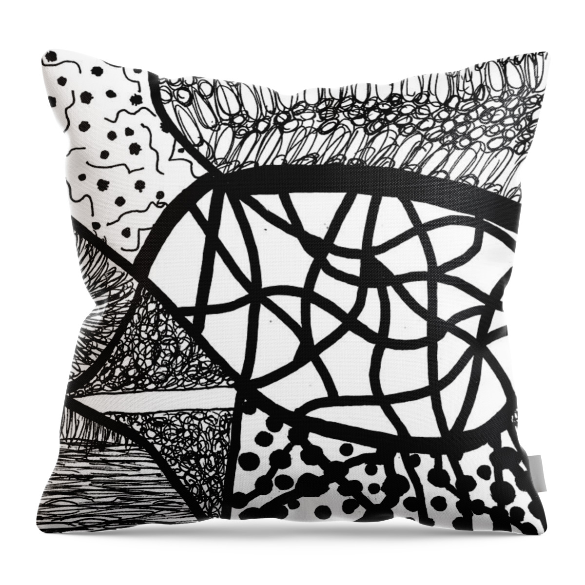 Original Line Drawing Throw Pillow featuring the drawing Abstract Variations Of 2022 - 13 by Susan Schanerman