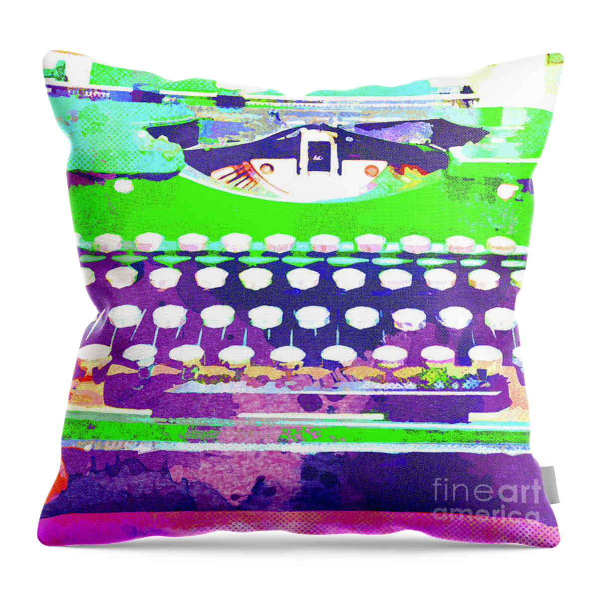 Typewriter Throw Pillow featuring the mixed media Abstract Watercolor - VintageTypewriter by Chris Andruskiewicz