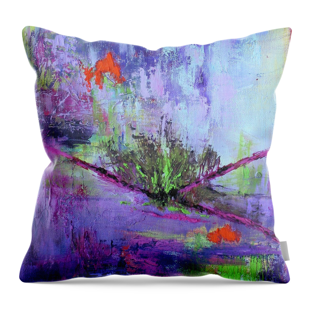 Abstract Throw Pillow featuring the painting Abstract with Center by Karin Eisermann