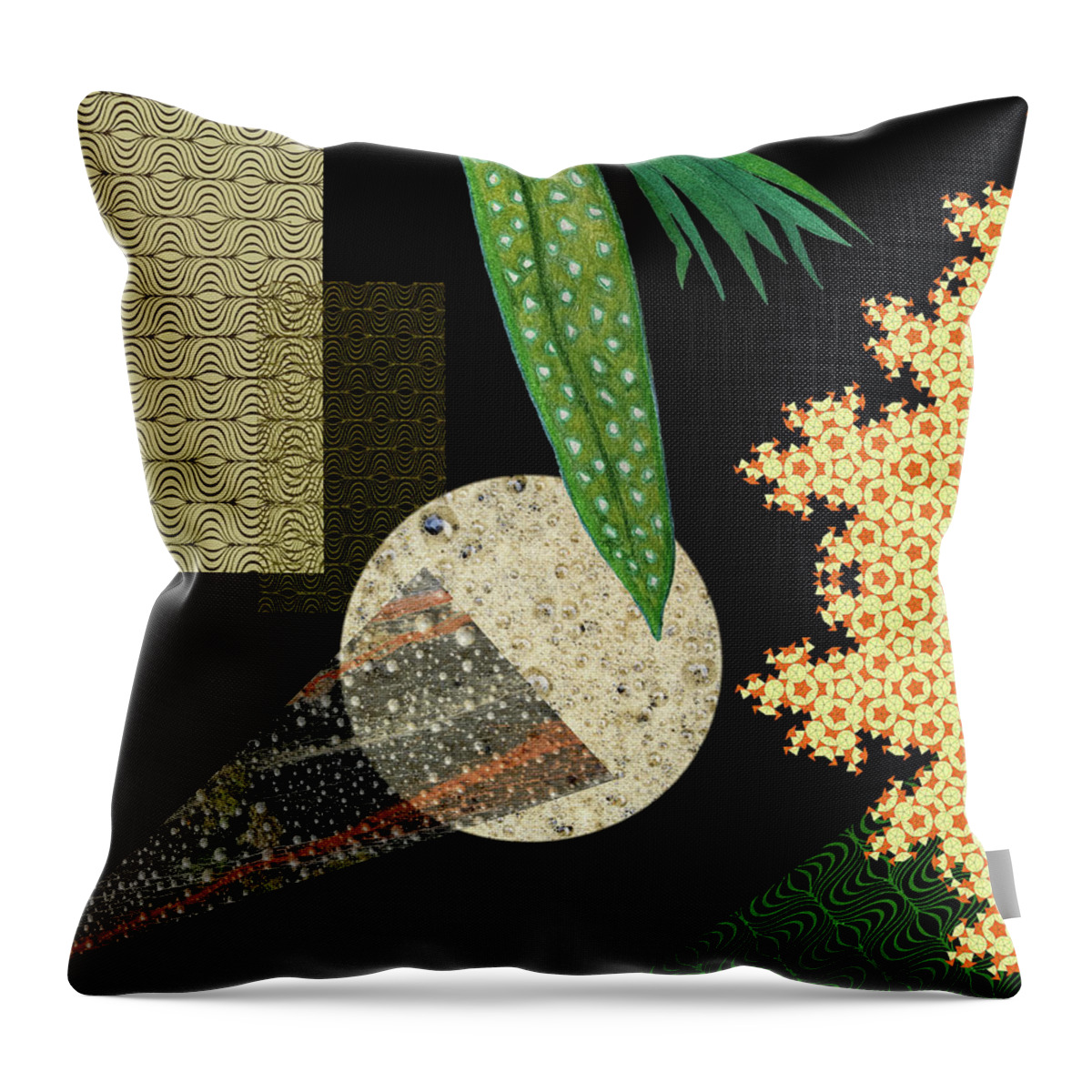Abstract With Leaves Throw Pillow featuring the digital art Abstract with Leaves by Lorena Cassady