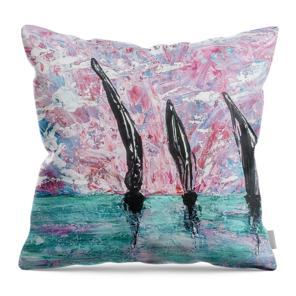 Abstract Throw Pillow featuring the painting Abstract with Sailboats by Lynne McQueen
