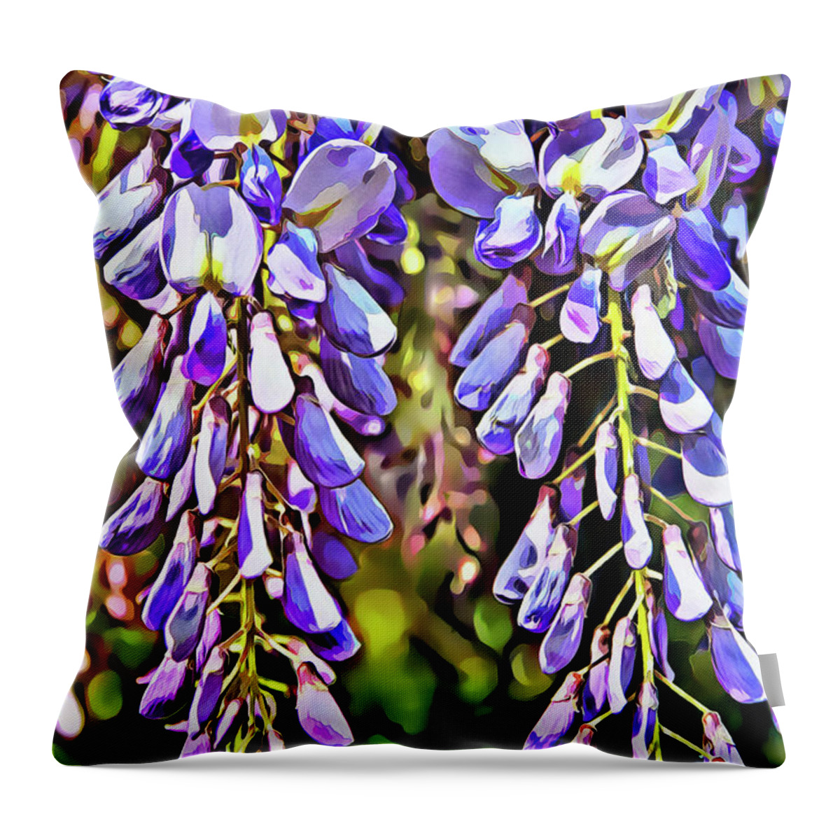 Violet Throw Pillow featuring the digital art Acacia clusters by DJ Florek