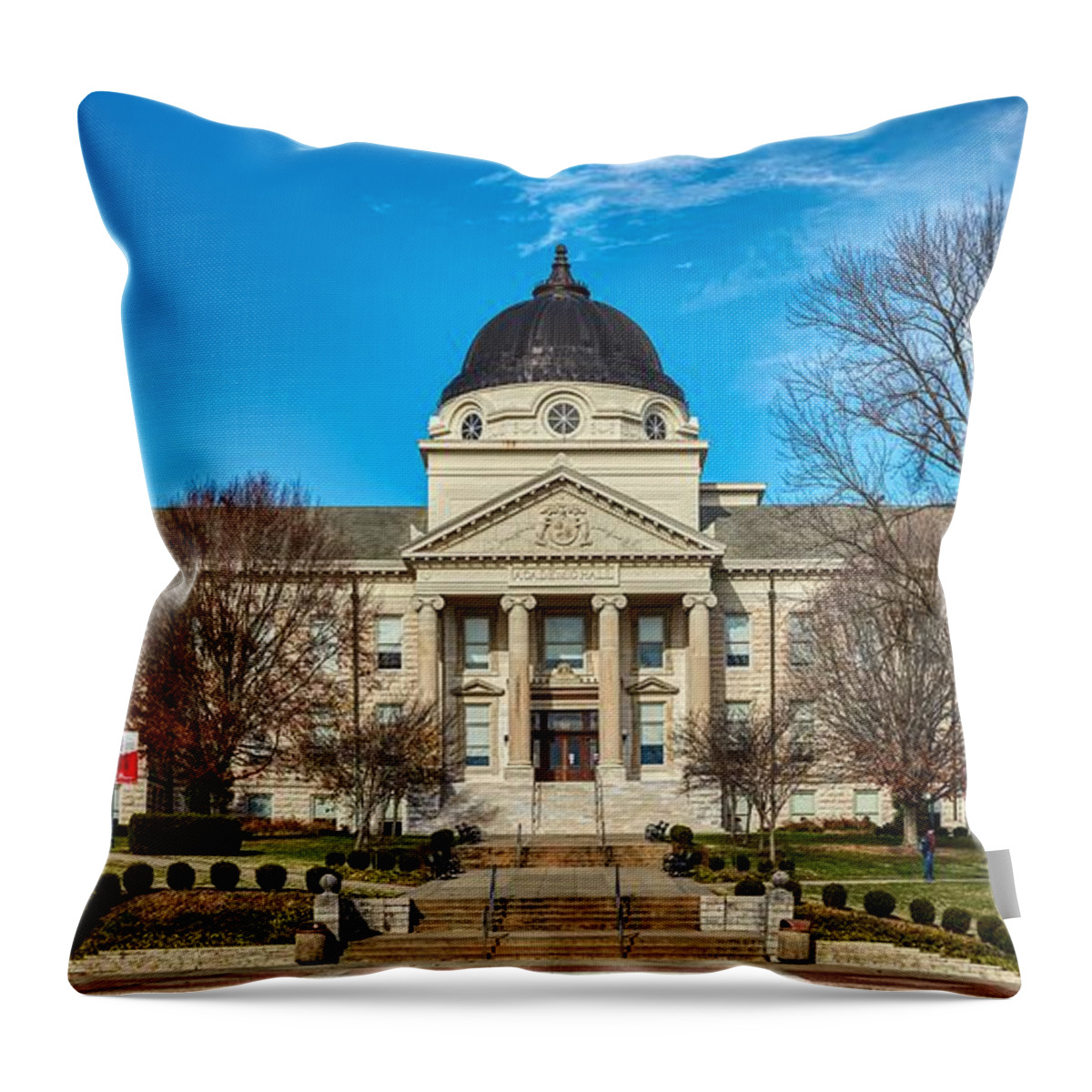 Southeast Missouri State University Throw Pillow featuring the photograph Academic Hall - Southeast Missouri State University by Mountain Dreams