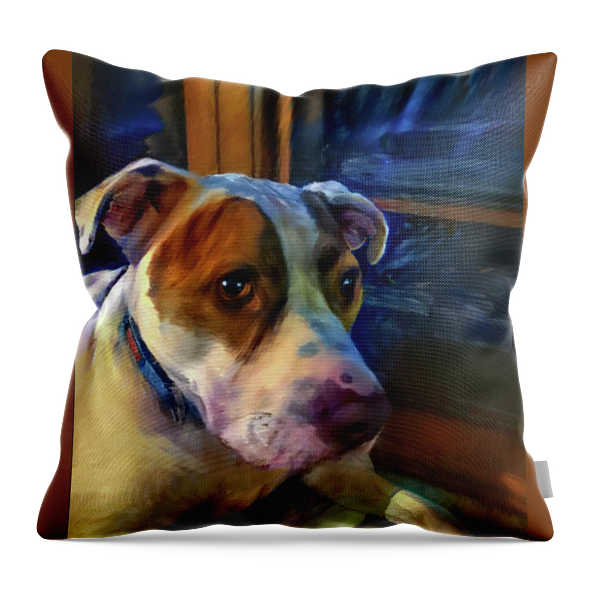 Pet Portrait Throw Pillow featuring the digital art Ace - 101A by Artistic Mystic