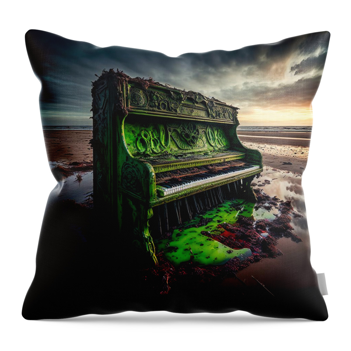 Instruments Throw Pillow featuring the digital art Acoustic Algae by iTCHY