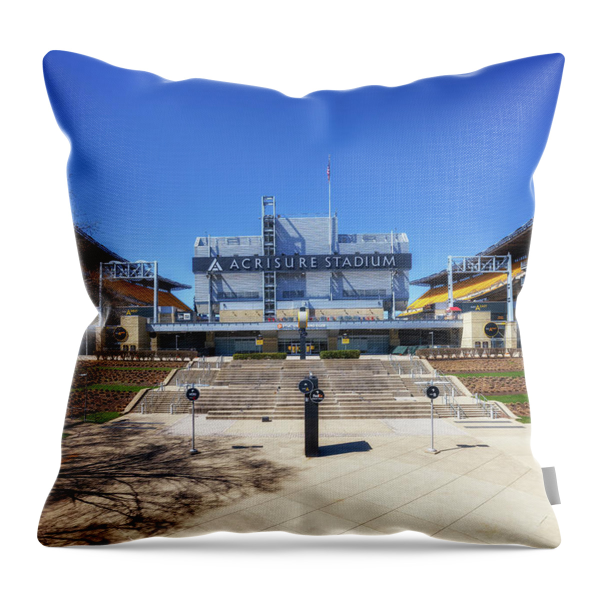 Acrisure Stadium Throw Pillow featuring the photograph Acrisure Stadium - Pittsburgh, PA by Susan Rissi Tregoning