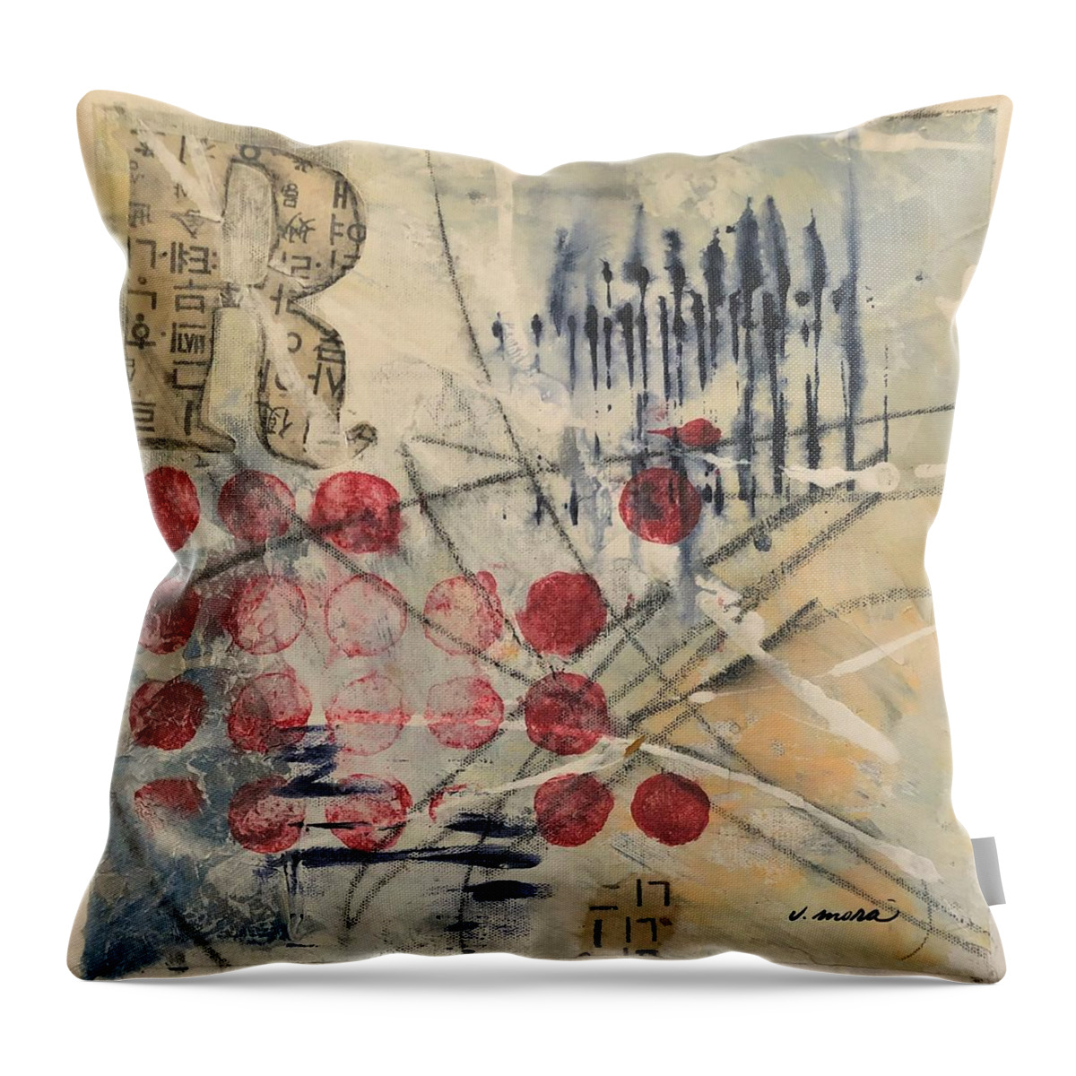 Abstract Throw Pillow featuring the painting Across Sand and Water No. 2 by Vivian Mora