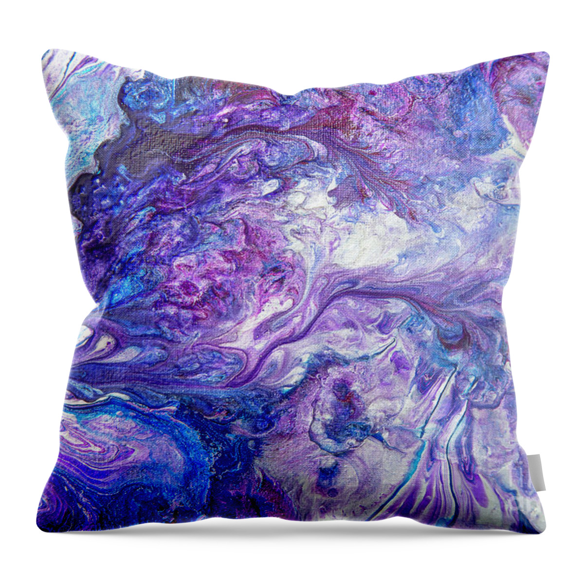 Acrylic Pour Throw Pillow featuring the painting Acrylic Pour Amethyst Ocean by Elisabeth Lucas