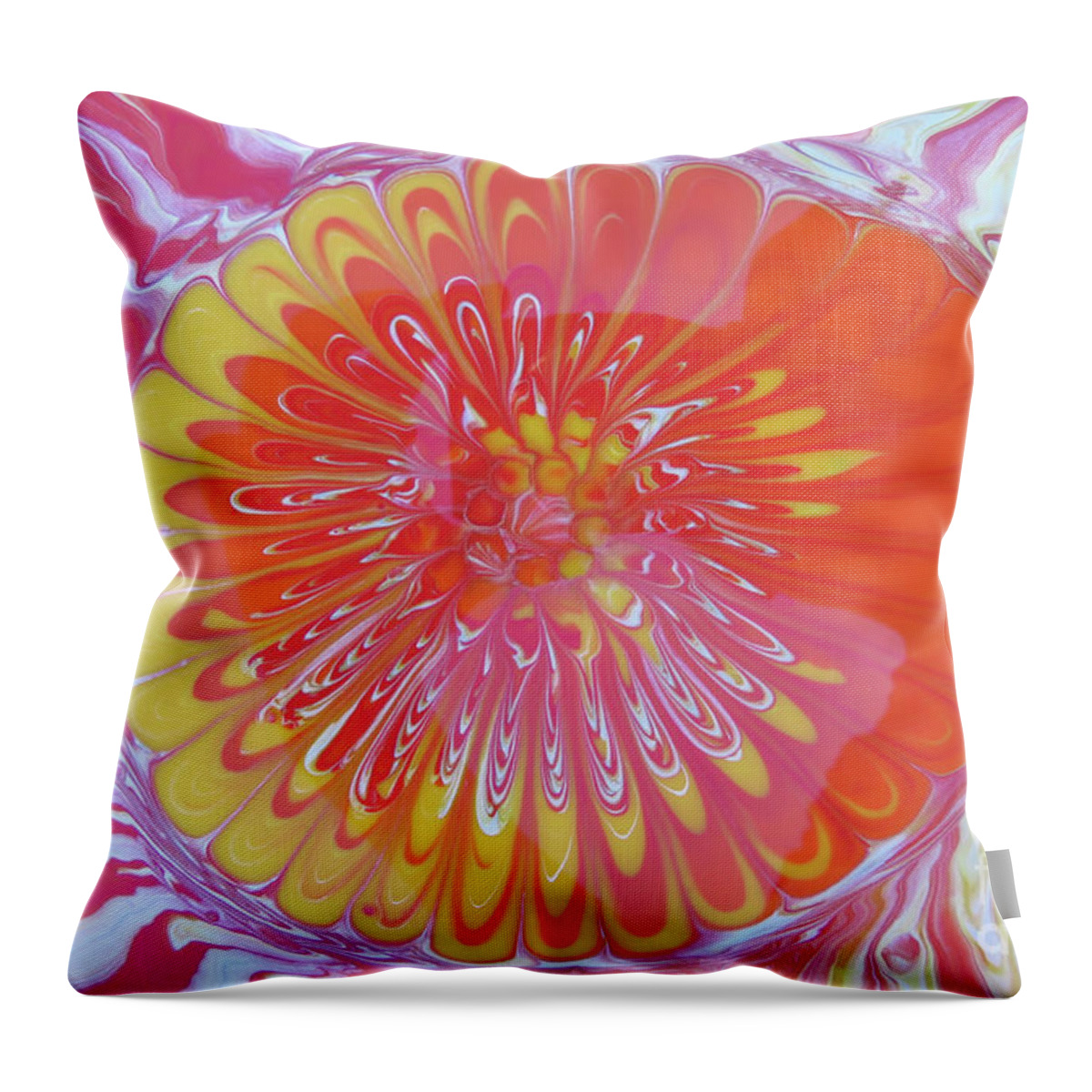 Acrylic Pour Throw Pillow featuring the painting Acrylic Pour Desert Sun by Elisabeth Lucas