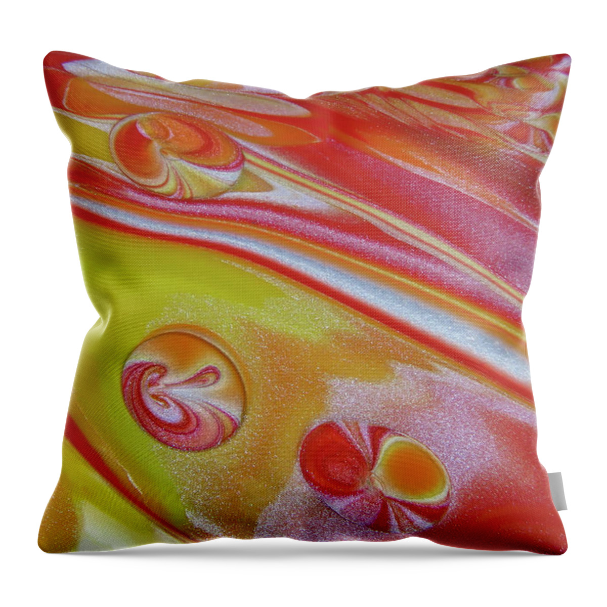 Acrylic Pour Throw Pillow featuring the painting Acrylic Pour Fire Candy by Elisabeth Lucas