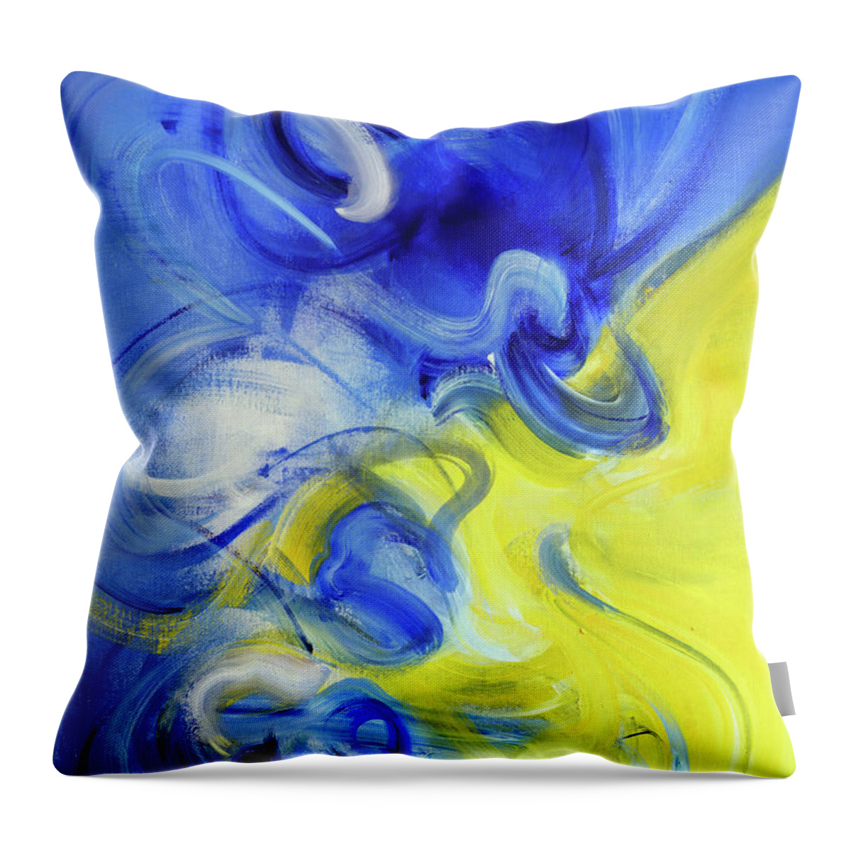 Blue Throw Pillow featuring the painting Actions Speak by Ritchard Rodriguez