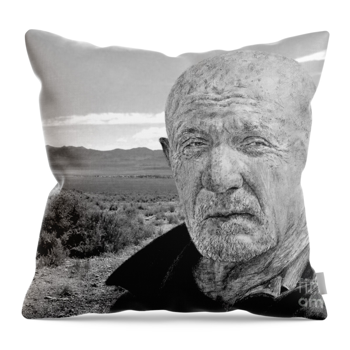 Actor Jonathan Banks As Mike Ehrmantraut In Breaking Bad Throw Pillow featuring the digital art Actor Jonathan Banks as Mike Ehrmantraut by Jim Fitzpatrick