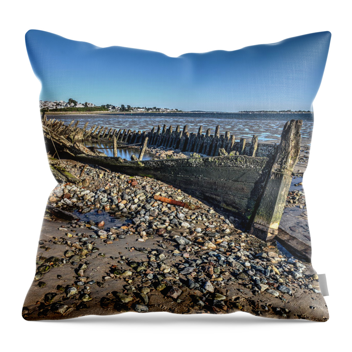 Crane Beach Wreck New England Ma Throw Pillow featuring the photograph Ada Damon Wreck by Adam Green