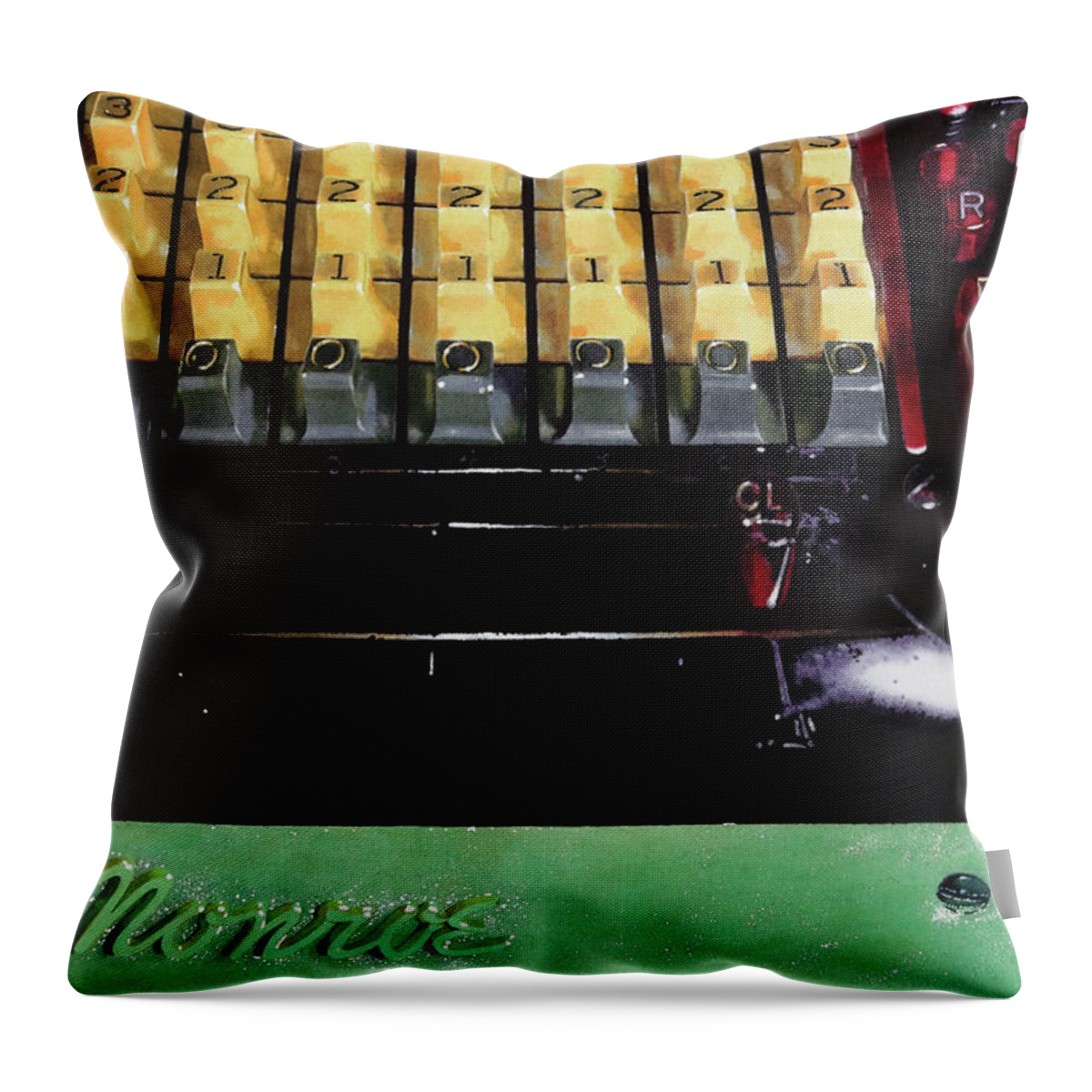 Adding Machine Throw Pillow featuring the painting Addemup by Denny Bond