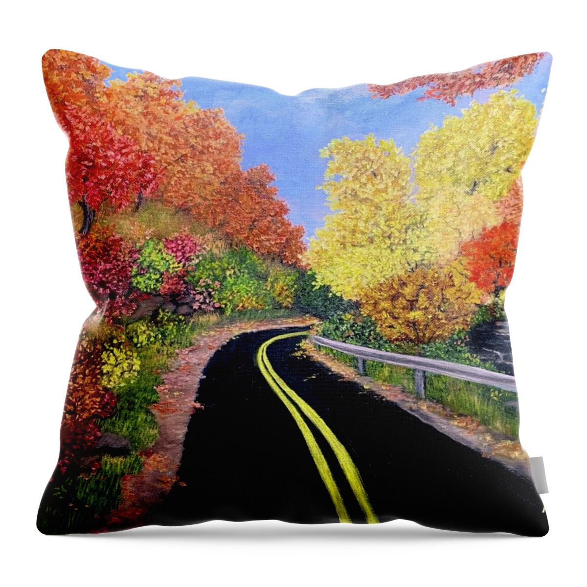  Throw Pillow featuring the painting Adirondack Country Road by Peggy Miller