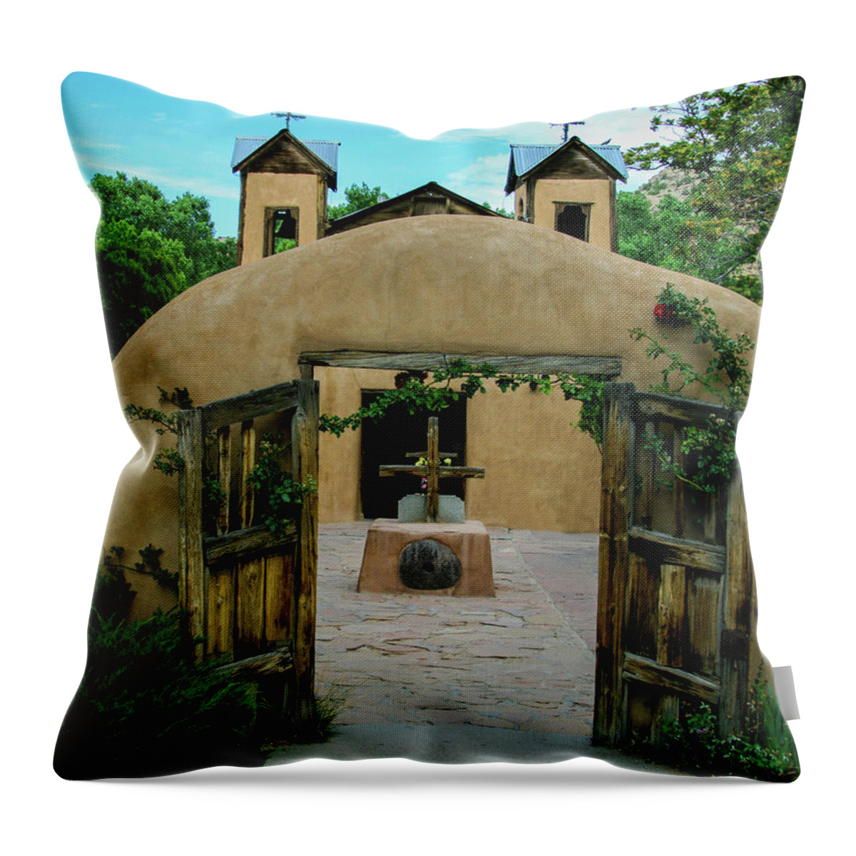 Church Throw Pillow featuring the photograph Adobe House of Worship by Leslie Struxness