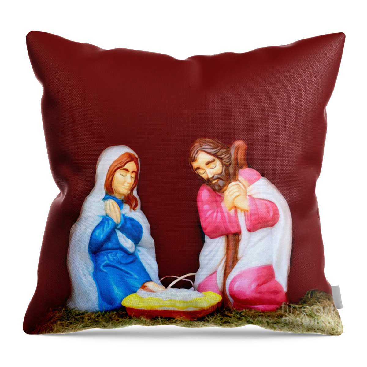 Adoration Of Holy Family Throw Pillow featuring the photograph Adoration of The Holy Family by Munir Alawi
