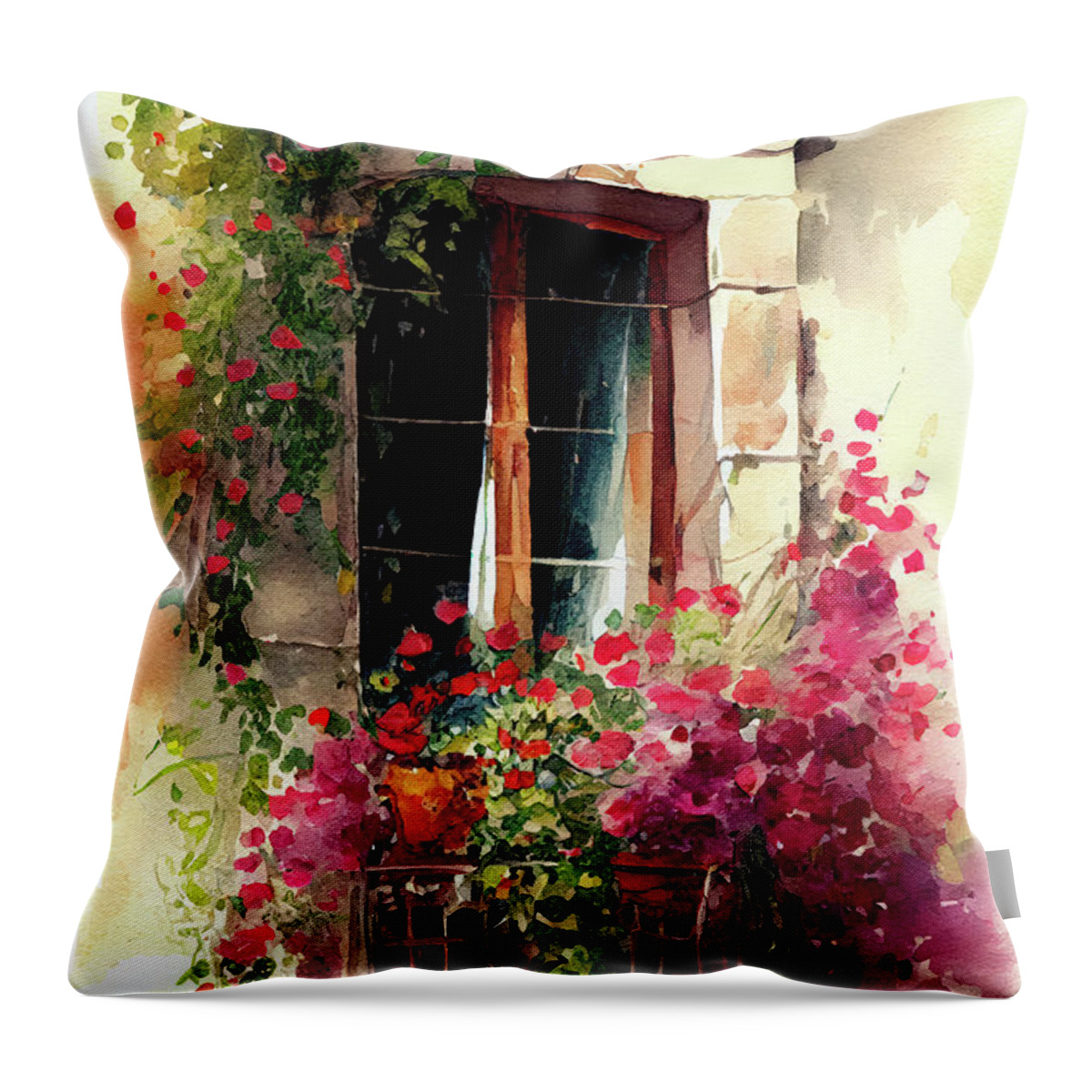 Adorned In Blooms Throw Pillow featuring the painting Adorned in Blooms by Greg Collins