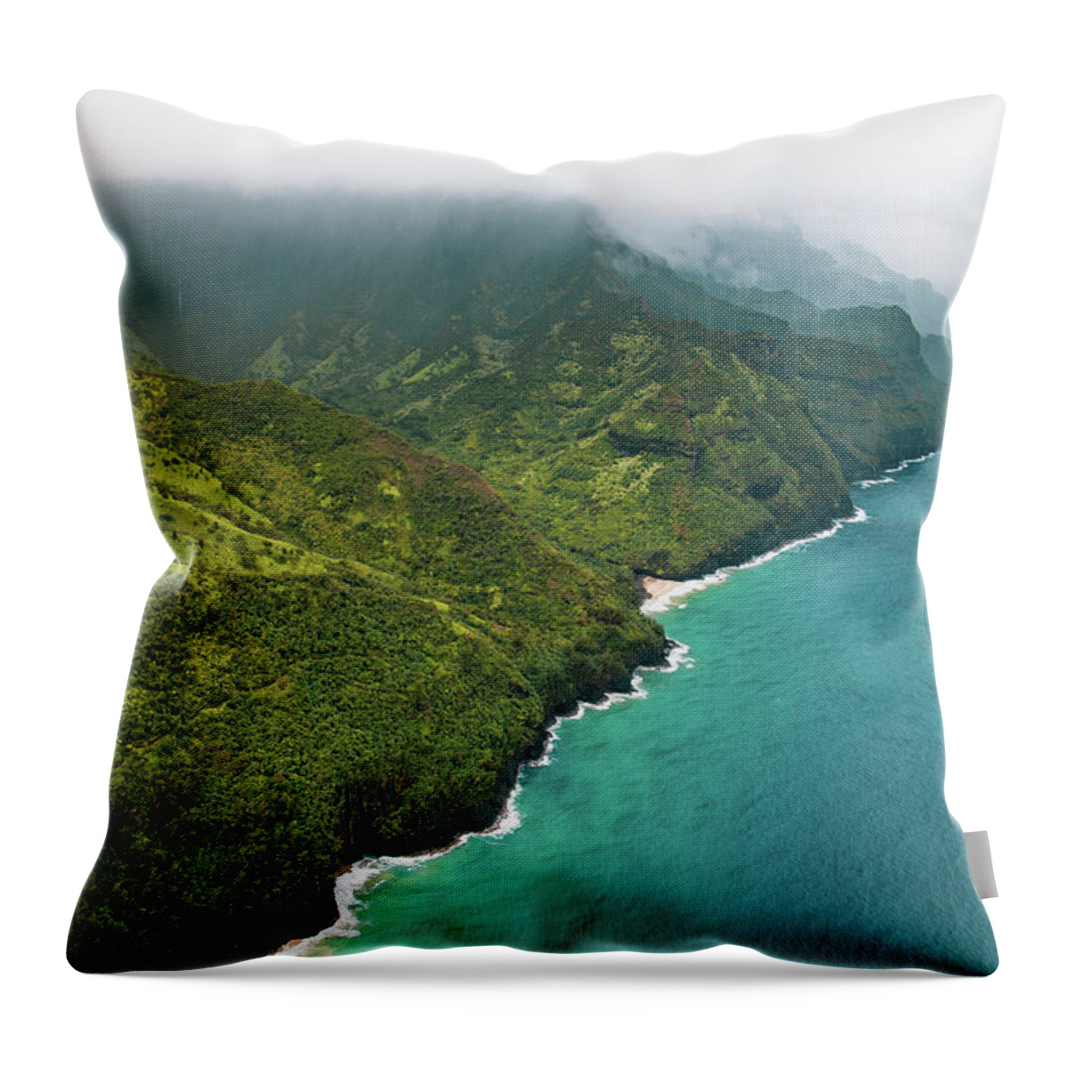 Hawaii Throw Pillow featuring the photograph Aerial View of NaPali Coastline 2 by Cindy Robinson
