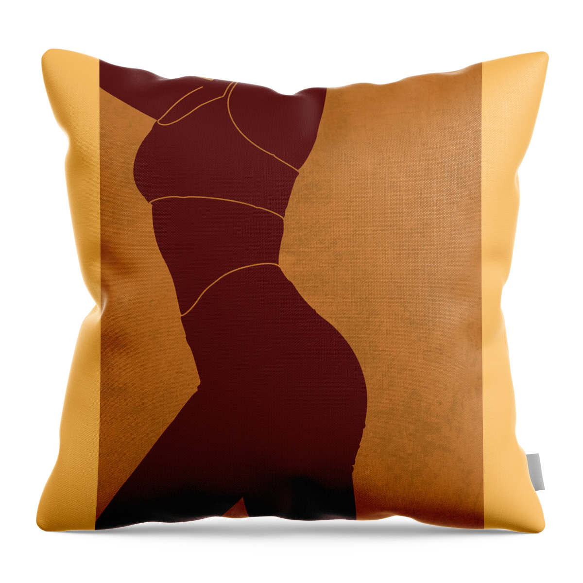 Female Figure Throw Pillow featuring the mixed media Aesthetique - Female Figure - Minimal Contemporary Abstract 03 by Studio Grafiikka