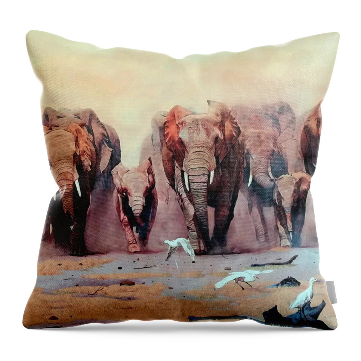 Africa Throw Pillow featuring the painting African Family Avante by Ronnie Moyo