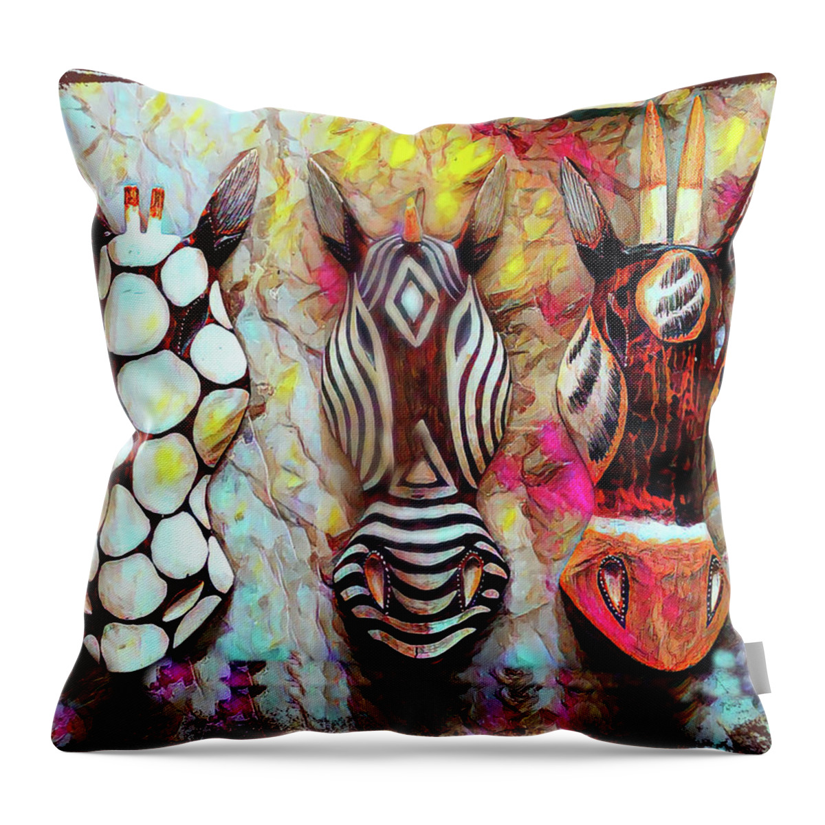 Safari Throw Pillow featuring the painting African Safari by Patricia Piotrak