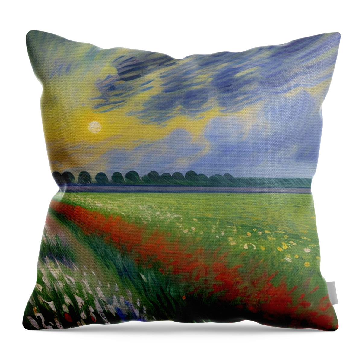 Painting Throw Pillow featuring the painting After A Spring Storm by Ally White