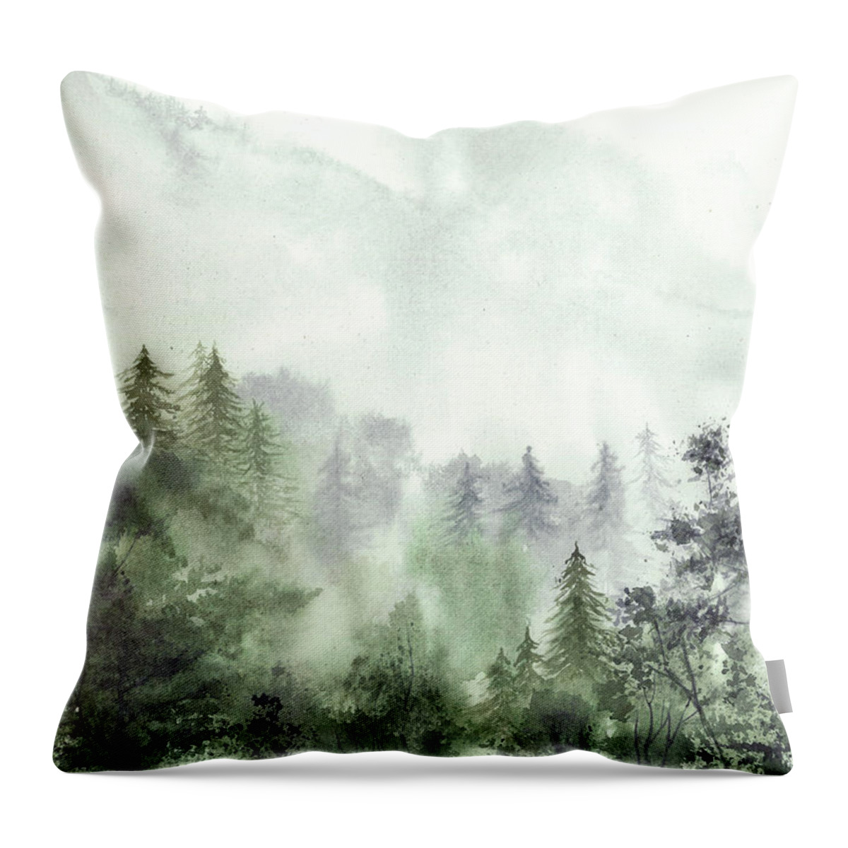 Neutral Forest Throw Pillow featuring the painting After the Evening Rain by Olivia Checiu