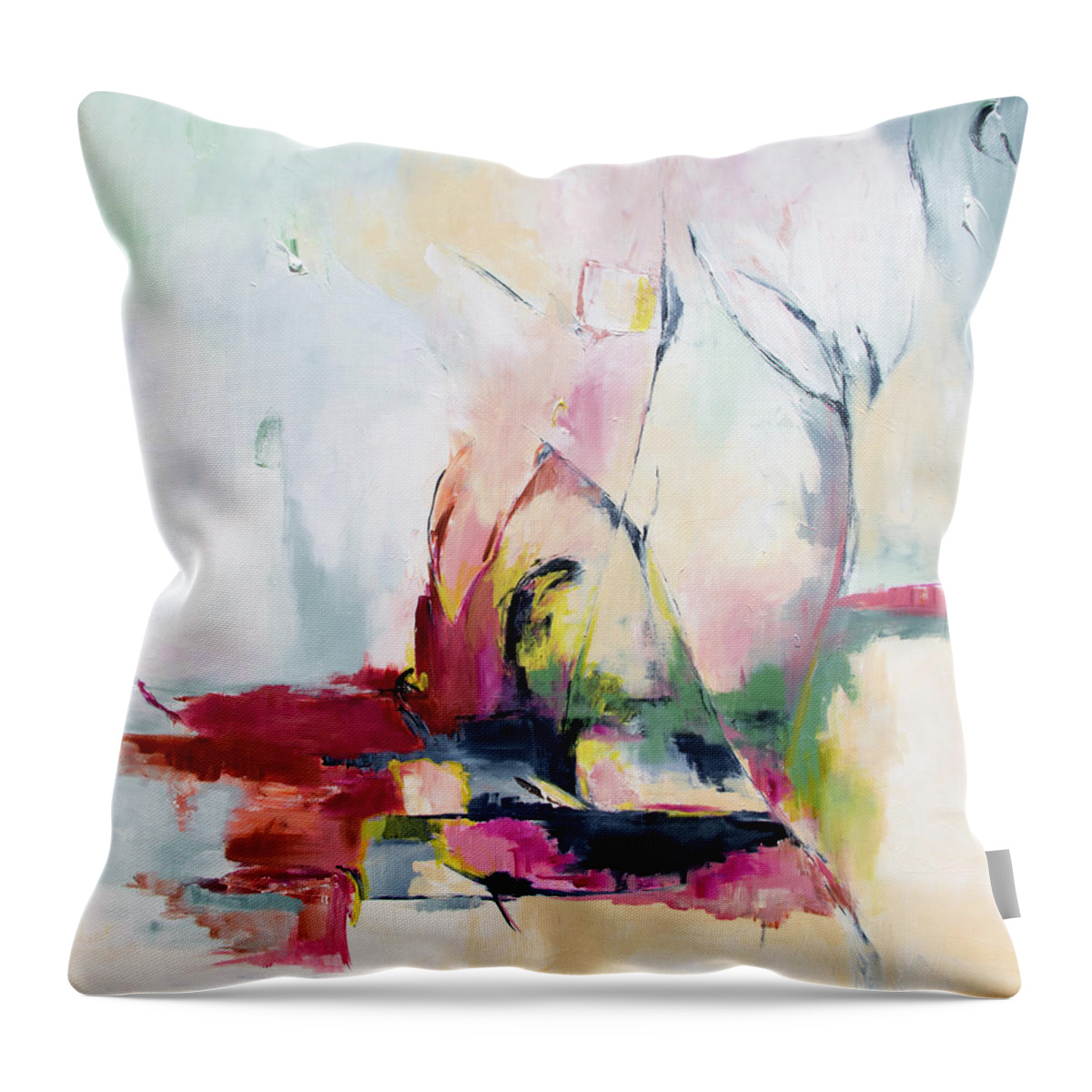 Pink Throw Pillow featuring the painting Prayer by Katrina Nixon