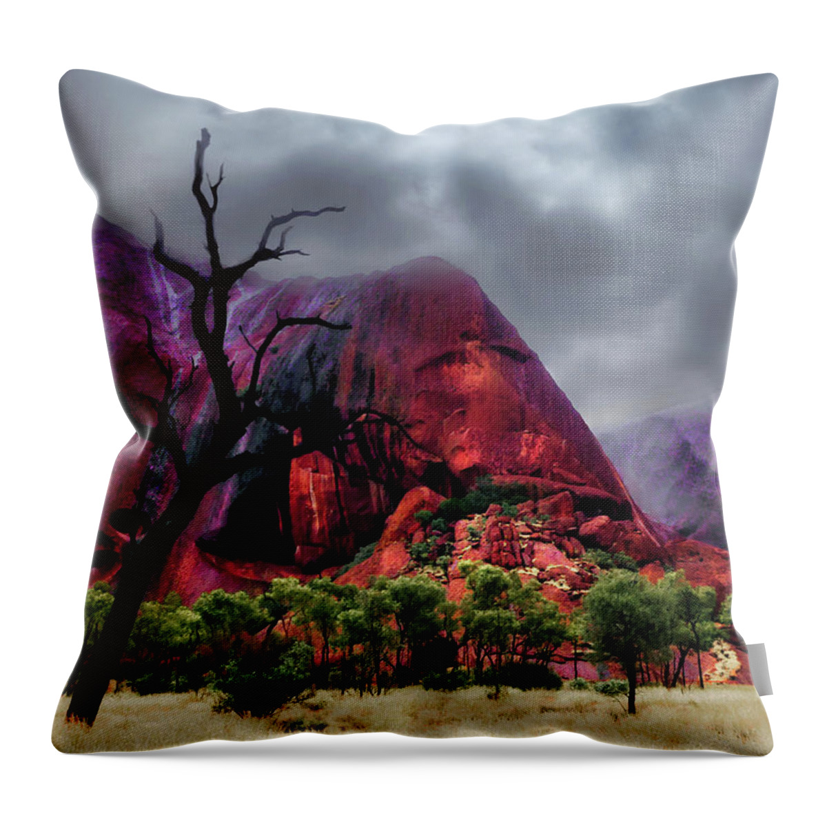 Raw And Untouched Northern Territory Series By Lexa Harpell Throw Pillow featuring the photograph After the Rain - Uluru, Central Australia by Lexa Harpell