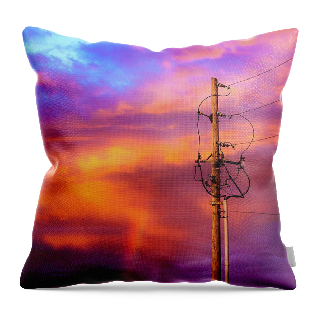 Electrical Power Lines Throw Pillow featuring the photograph After The Storm by Don Spenner