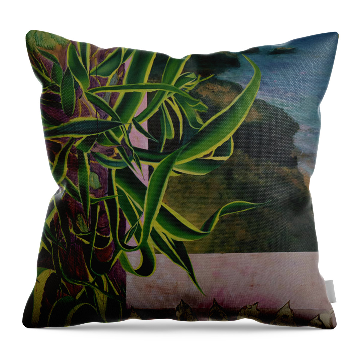 Agave Throw Pillow featuring the painting Agave by Cecilie Rose