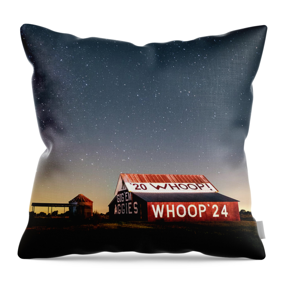 Texas A&m Throw Pillow featuring the photograph Aggie Barn By Night by Trevor Parker