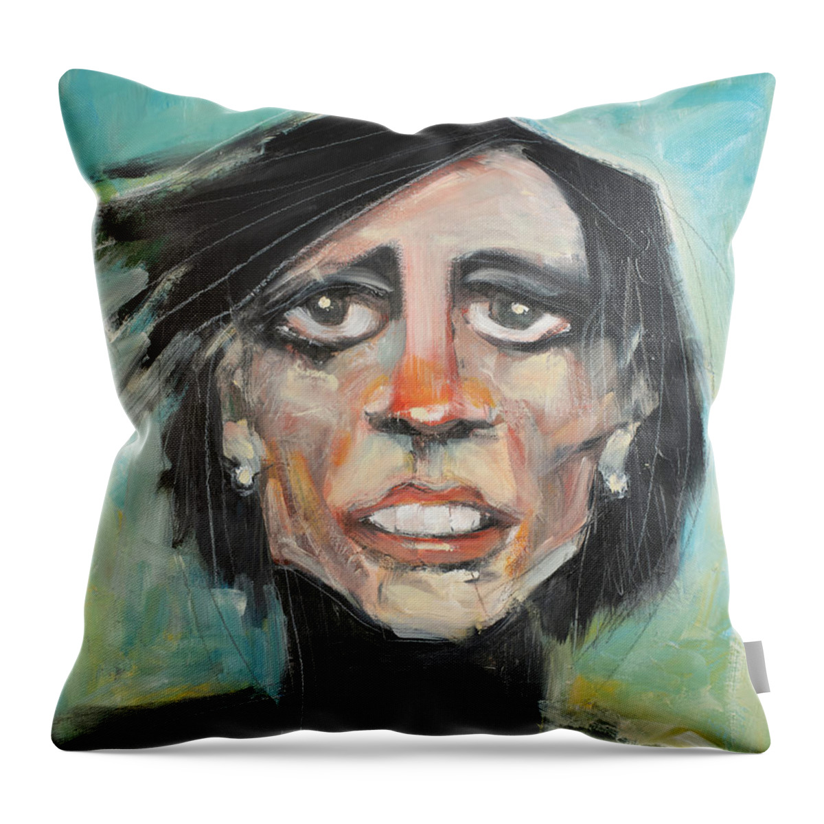 Actor Throw Pillow featuring the painting Aging Actress after eye lift by Tim Nyberg